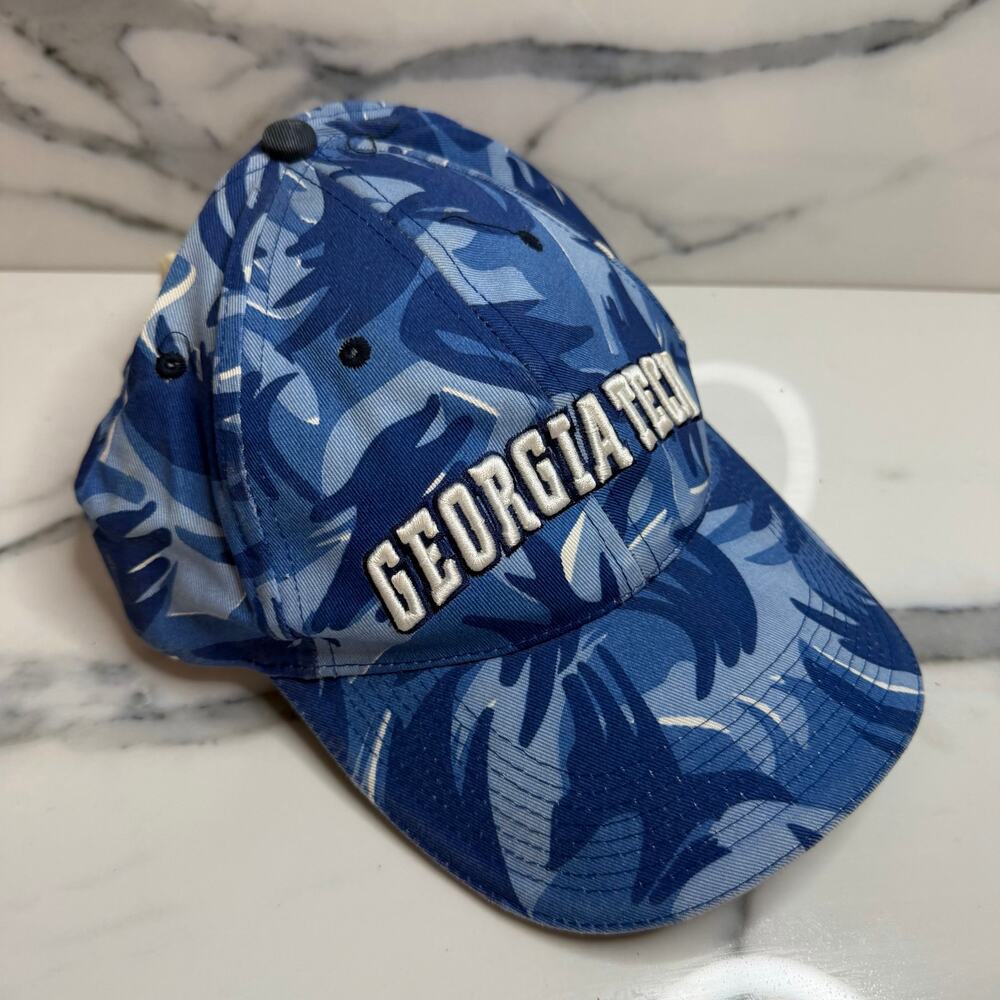 NOS The Game Gone Wild Embroidered Blue Camo GT Georgia Tech Hat Sz OS Adjust